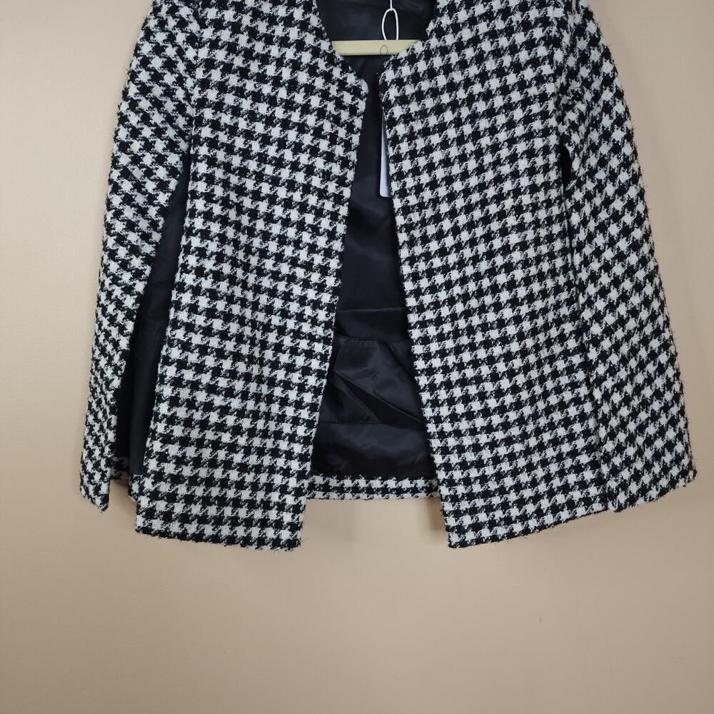 Six/Fifty Miranda Houndstooth Cape Blazer in Black and White Size S - Picture 3 of 9